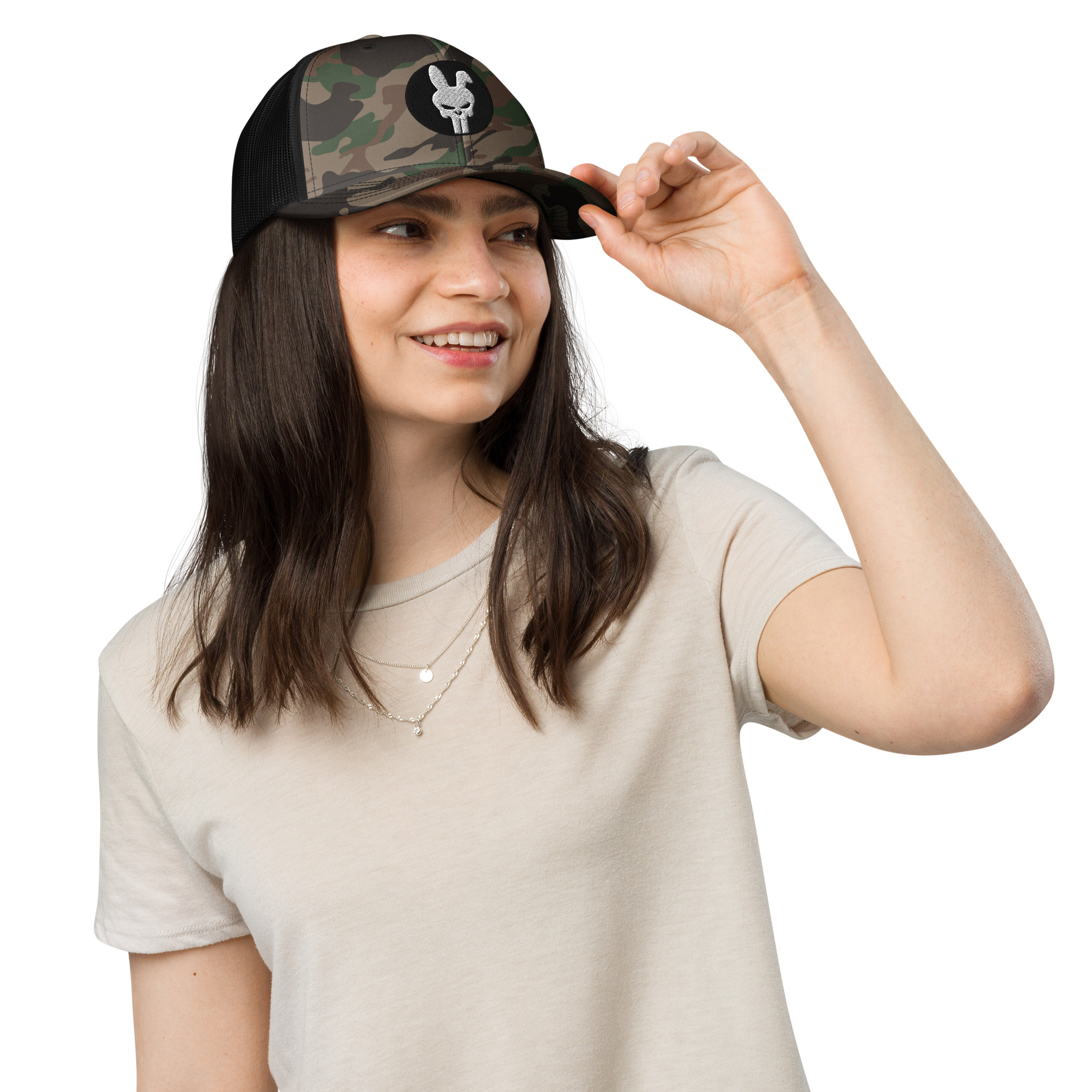 Camouflage trucker hat | Liz Crokin